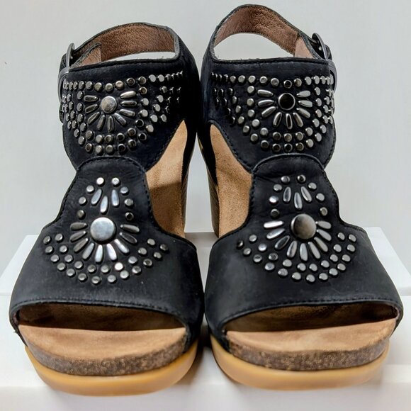 Dansko Deandra Block Heel Sandals in Black Nubuck Leather - Picture 10 of 16